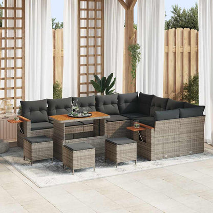 Conjunto de Sofá de Jardim Cinzeto Rattan Sintético