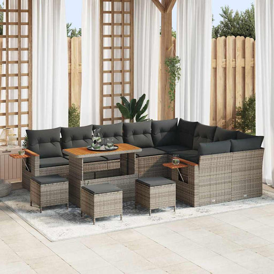 Conjunto de Sofá de Jardim Cinzeto Rattan Sintético