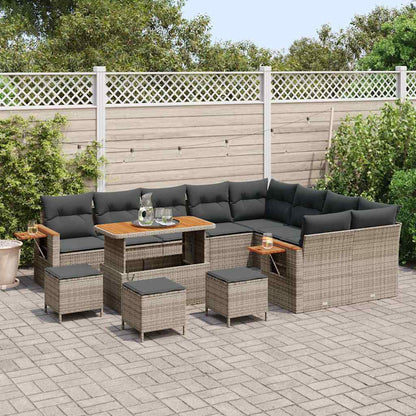 Conjunto de Sofá de Jardim Cinzeto Rattan Sintético