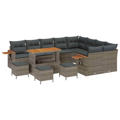 Conjunto de Sofá de Jardim Cinzeto Rattan Sintético
