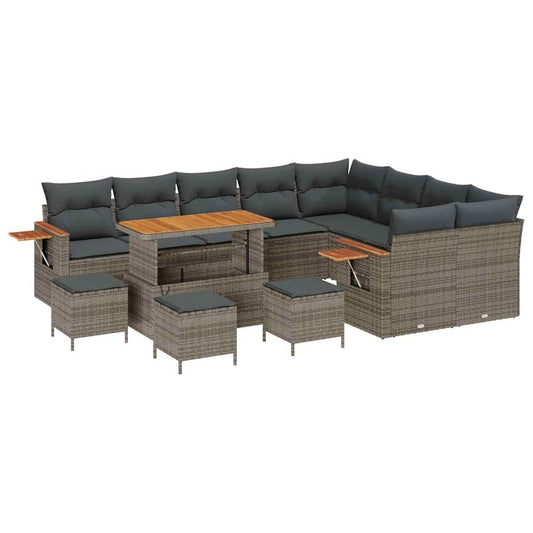 Conjunto de Sofá de Jardim Cinzeto Rattan Sintético