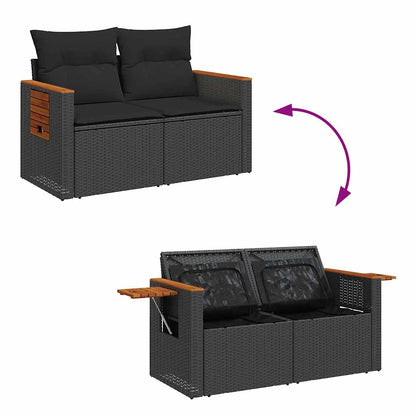 Conjunto de Sofá de Jardim 13 pcs Preto Rattan Sintético