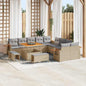 Conjunto de Sofá de Jardim 13 pcs Bege Rattan Sintético