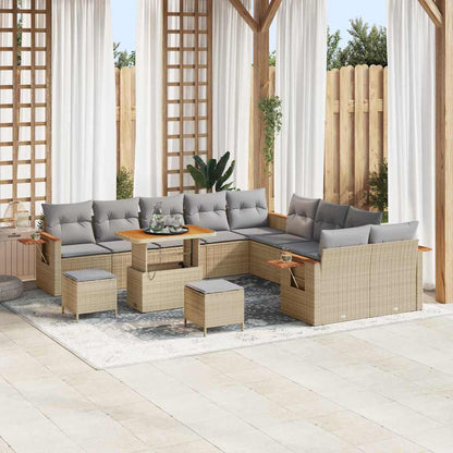 Conjunto de Sofá de Jardim 13 pcs Bege Rattan Sintético