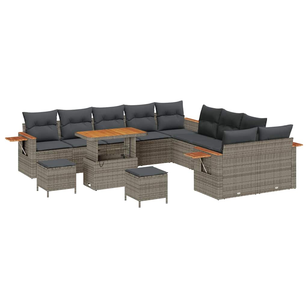 Conjunto de Sofá de Jardim 13 pcs Cinzeto Rattan Sintético