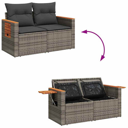 Conjunto de Sofá de Jardim 13 pcs Cinzeto Rattan Sintético