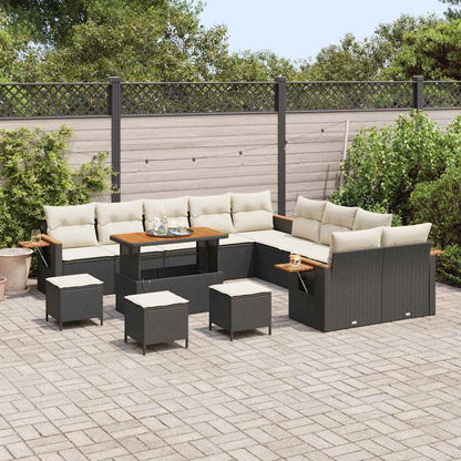 Conjunto de Sofá de Jardim 14 pcs Preto Rattan Sintético