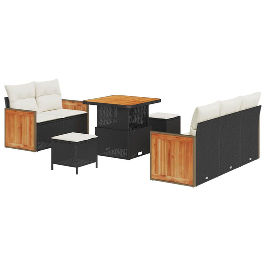 Conjunto de Sofá de Jardim 8 pcs Preto Rattan Sintético