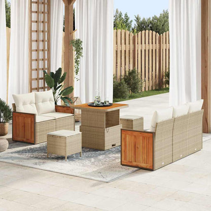 Conjunto de Sofá de Jardim 8 pcs Bege Rattan Sintético