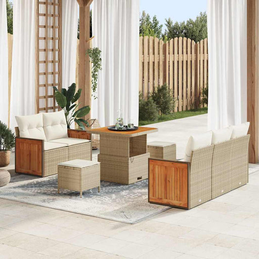 Conjunto de Sofá de Jardim 8 pcs Bege Rattan Sintético