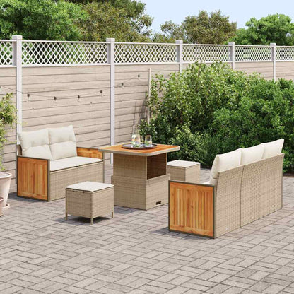 Conjunto de Sofá de Jardim 8 pcs Bege Rattan Sintético
