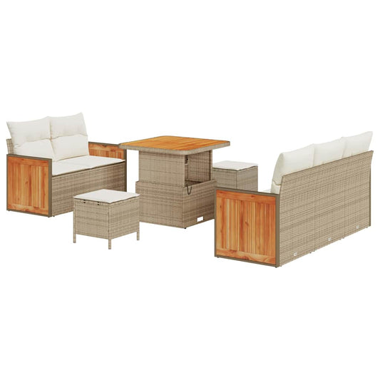 Conjunto de Sofá de Jardim 8 pcs Bege Rattan Sintético