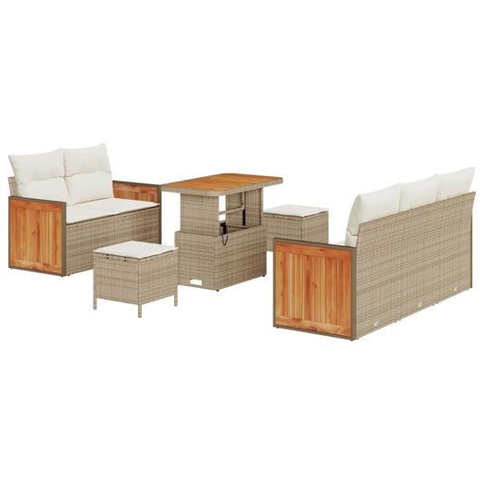 Conjunto de Sofá de Jardim 8 pcs Bege Rattan Sintético