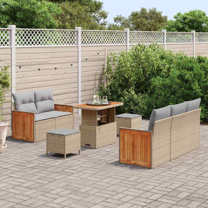 Conjunto de Sofá de Jardim 8 pcs Bege Rattan Sintético