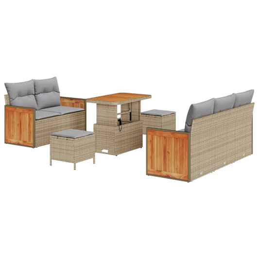 Conjunto de Sofá de Jardim 8 pcs Bege Rattan Sintético