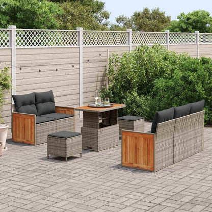 Conjunto de Sofá de Jardim 8 pcs Cinzeto Rattan Sintético