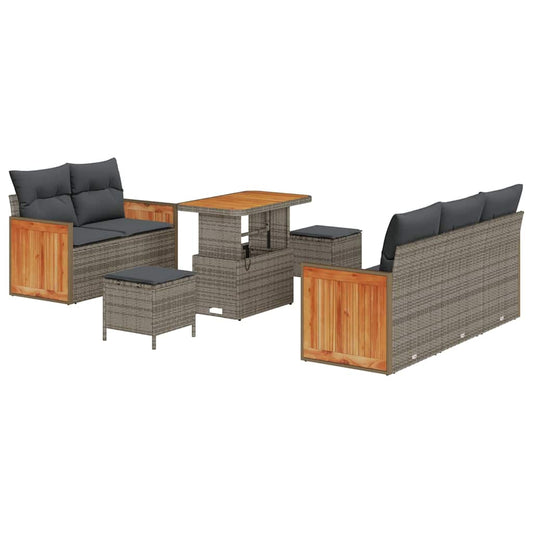 Conjunto de Sofá de Jardim 8 pcs Cinzeto Rattan Sintético