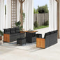 Conjunto de Sofá de Jardim 9 pcs Preto 80 x 80 x 71 cm vime PE