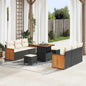 Conjunto de Sofá de Jardim 9 pcs Preto e Creme 80 x 80 x 71 cm