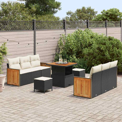 Conjunto de Sofá de Jardim 9 pcs Preto e Creme 80 x 80 x 71 cm