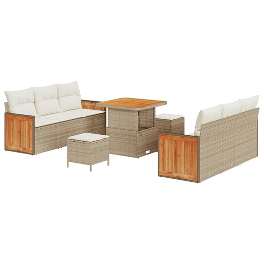 Conjunto de Sofá de Jardim 9 pcs Bege e Creme 80 x 80 x 71 cm