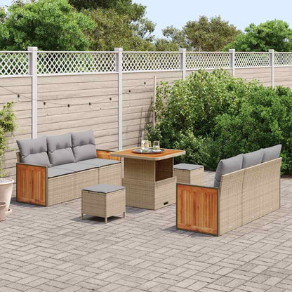 Conjunto de Sofá de Jardim 9 pcs Bege e Cinza Claro