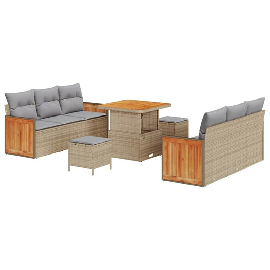 Conjunto de Sofá de Jardim 9 pcs Bege e Cinza Claro