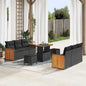 Conjunto de Sofá de Jardim 9 pcs Preto 90 x 55 x 71 cm vime PE