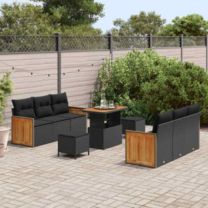 Conjunto de Sofá de Jardim 9 pcs Preto 90 x 55 x 71 cm vime PE