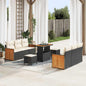 Conjunto de Sofá de Jardim 9 pcs Preto e Creme 90 x 55 x 71 cm