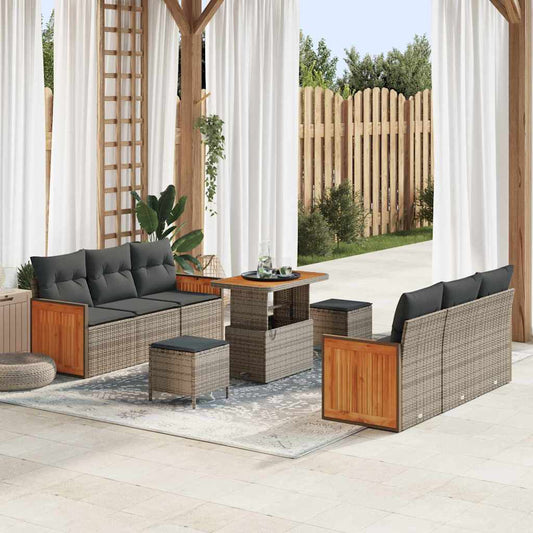Conjunto de Sofá de Jardim 9 pcs Cinza Cinza escuro