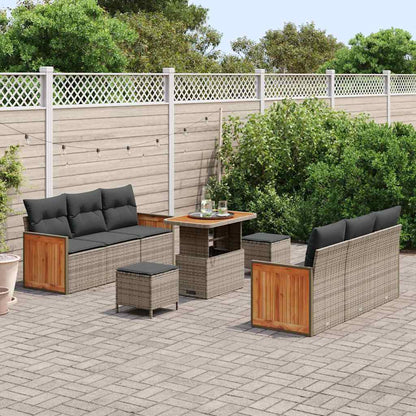 Conjunto de Sofá de Jardim 9 pcs Cinza Cinza escuro