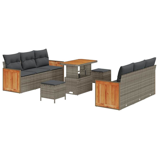 Conjunto de Sofá de Jardim 9 pcs Cinza Cinza escuro