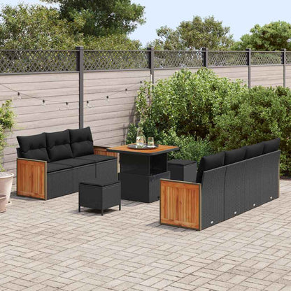 Conjunto de Sofá de Jardim 10 pcs Preto e Marrom