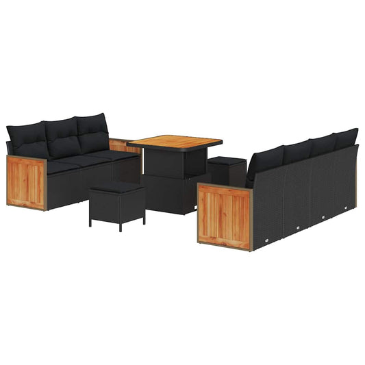 Conjunto de Sofá de Jardim 10 pcs Preto e Marrom
