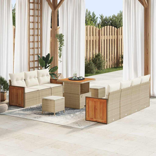 Conjunto de Sofá de Jardim 10 pcs Bege e Creme 80 x 80 x 71 cm