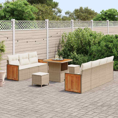Conjunto de Sofá de Jardim 10 pcs Bege e Creme 80 x 80 x 71 cm