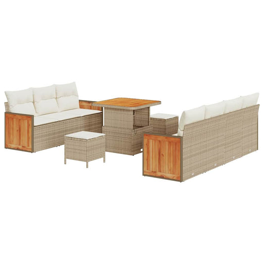 Conjunto de Sofá de Jardim 10 pcs Bege e Creme 80 x 80 x 71 cm
