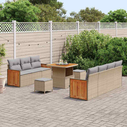 Conjunto de Sofá de Jardim 10 pcs Bege e Cinza Claro