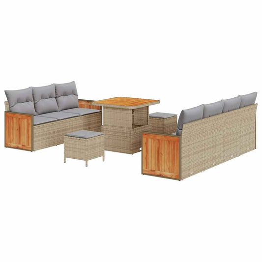 Conjunto de Sofá de Jardim 10 pcs Bege e Cinza Claro