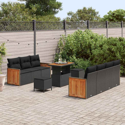 Conjunto de Sofá de Jardim 10 pcs Preto 90 x 55 x 71 cm vime PE