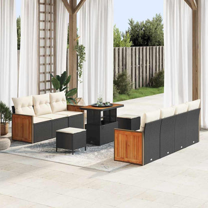 Conjunto de Sofá de Jardim 10 pcs Preto e Creme 90 x 55 x 71 cm