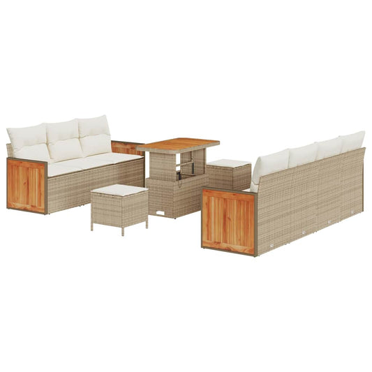 Conjunto de Sofá de Jardim 10 pcs Bege e Creme 90 x 55 x 71 cm