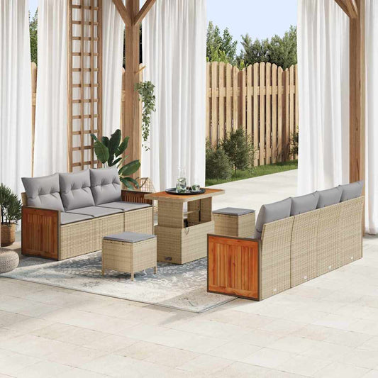 Conjunto de Sofá de Jardim 10 pcs Bege e Cinza Claro