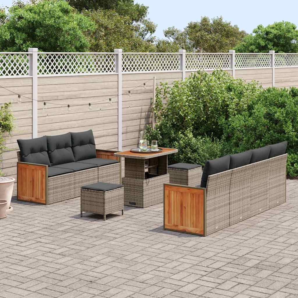 Conjunto de Sofá de Jardim 10 pcs Cinzeto 90 x 55 x 71 cm