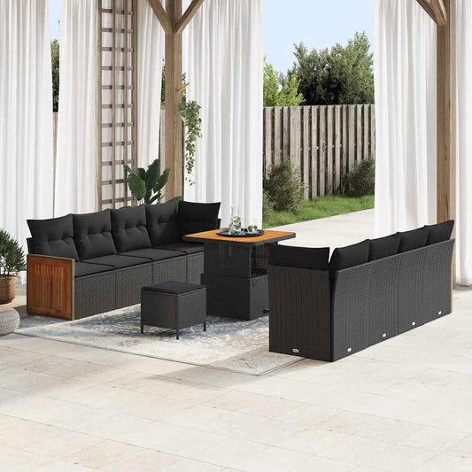 Conjunto de Sofá de Jardim 11 pcs Preto 80 x 80 x 71 cm vime PE