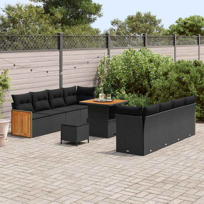 Conjunto de Sofá de Jardim 11 pcs Preto 80 x 80 x 71 cm vime PE