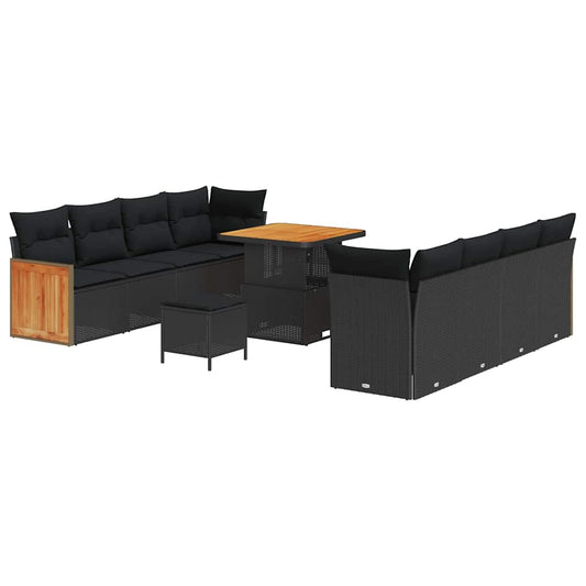 Conjunto de Sofá de Jardim 11 pcs Preto 80 x 80 x 71 cm vime PE