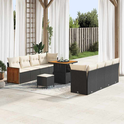 Conjunto de Sofá de Jardim 11 pcs Preto e Creme 80 x 80 x 71 cm