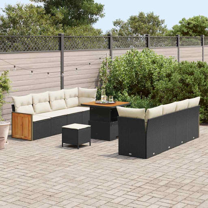 Conjunto de Sofá de Jardim 11 pcs Preto e Creme 80 x 80 x 71 cm